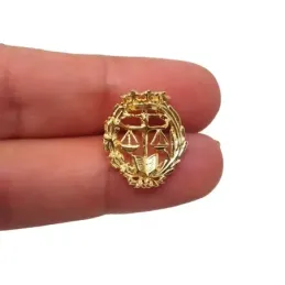 Insignia profesional Derecho escudo oro 18k 18 mm. pin cierre trasero