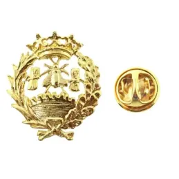 Insignia profesional Económicas escudo oro 18k 18 mm. pin cierre tras