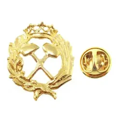 Insignia profesional Ingeniero de Minas escudo oro 18k 18 mm. pin cie