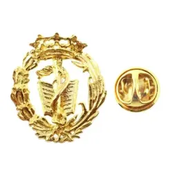 Insignia profesional Medicina escudo oro 18k 19 mm. pin cierre traser