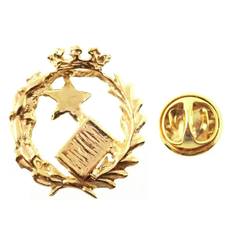 Insignia profesional Notario escudo oro 18k 17 mm. pin cierre trasero