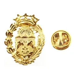 Insignia profesional Veterinaria escudo oro 18k 16 mm. pin cierre tra