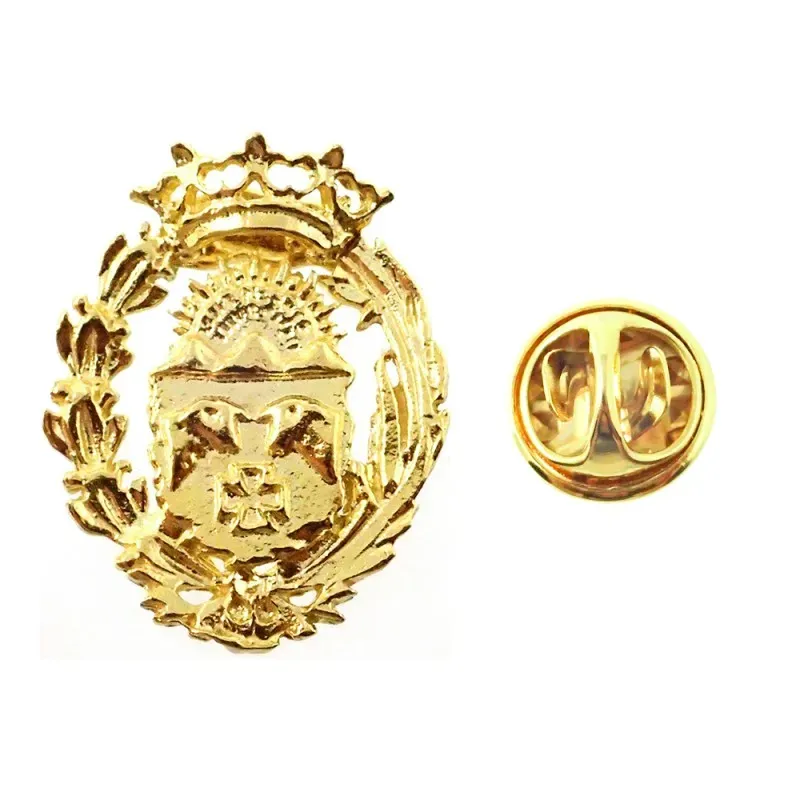 Insignia profesional Veterinaria escudo oro 18k 16 mm. pin cierre tra