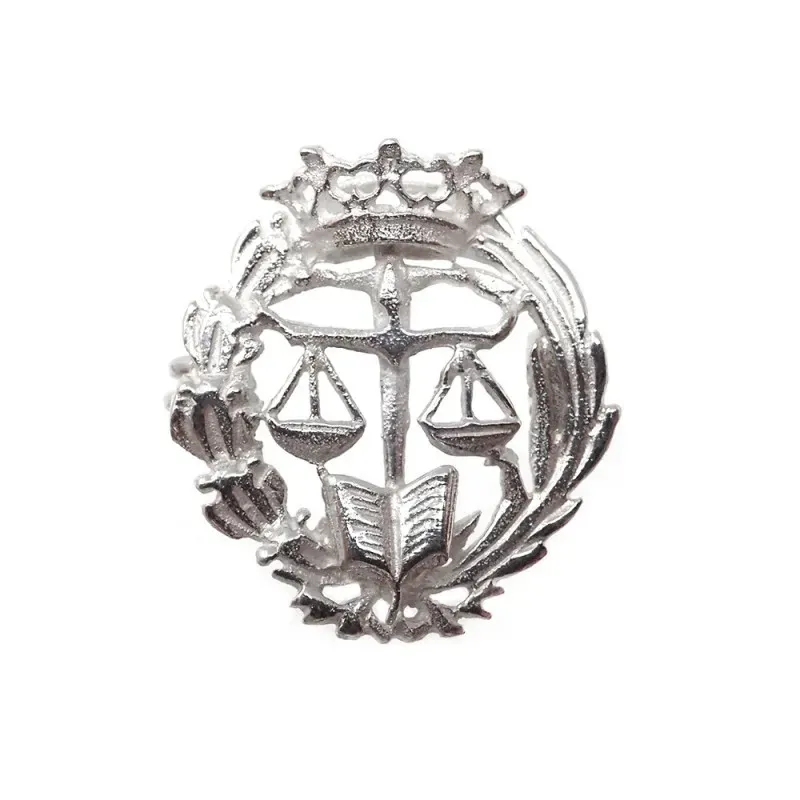 Insignia profesional Derecho escudo plata 925m Ley 18 mm. pin  cierr