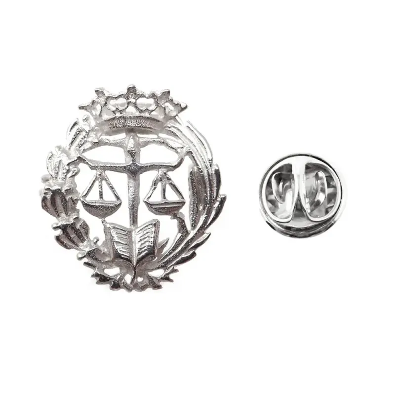 Insignia profesional Derecho escudo plata 925m Ley 18 mm. pin  cierr
