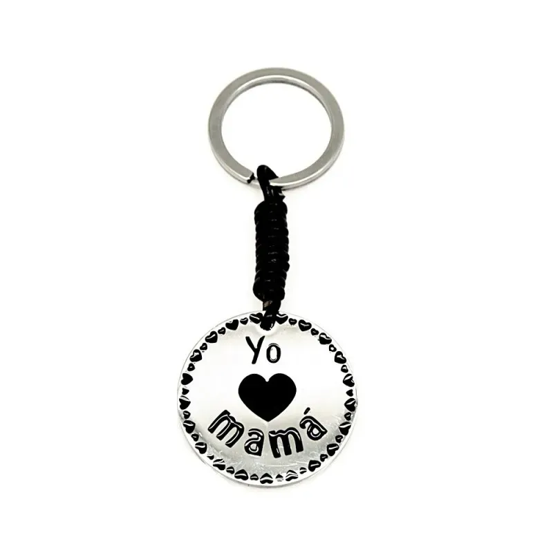 Llavero Acero Inoxidable 316L mujer 8.5 cm. mensaje YO CORAZÓN MAMÁ c