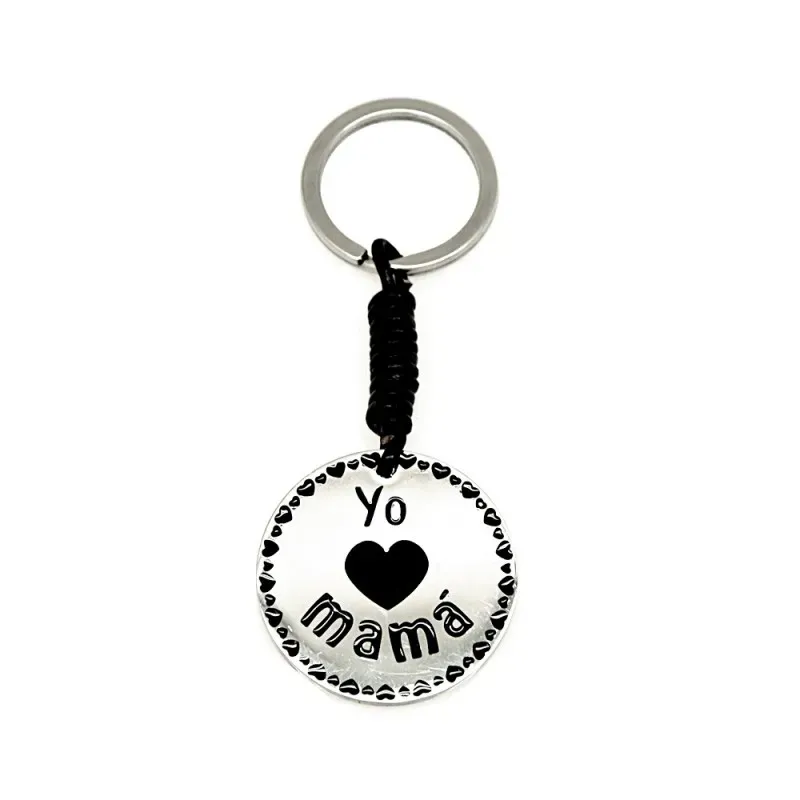 Llavero Acero Inoxidable 316L mujer 8.5 cm. mensaje YO CORAZÓN MAMÁ c