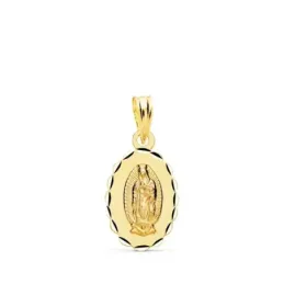 Virgen de Guadalupe Medalla Oro 9k unisex 16 mm. ovalada tallada