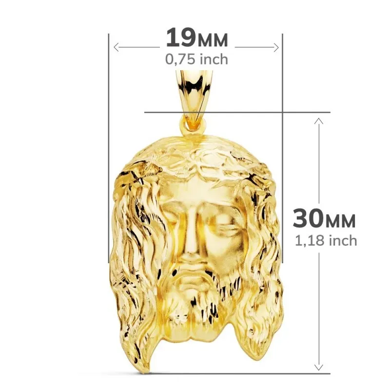 Cabeza Cristo Colgante Oro 9k unisex 30 mm.