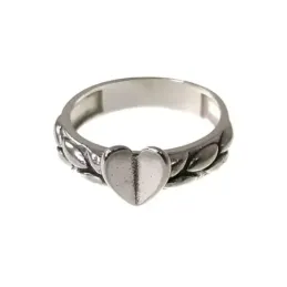 Sortija Plata Ley 925m mujer oxidada detalle corazón liso centro cabe