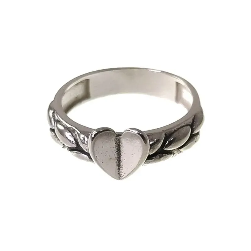 Sortija Plata Ley 925m mujer oxidada detalle corazón liso centro cabe