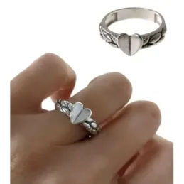 Sortija Plata Ley 925m mujer oxidada detalle corazón liso centro cabe
