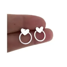 Pendientes Plata Ley 925m mujer 11 mm. aro desmontable detalle corazó
