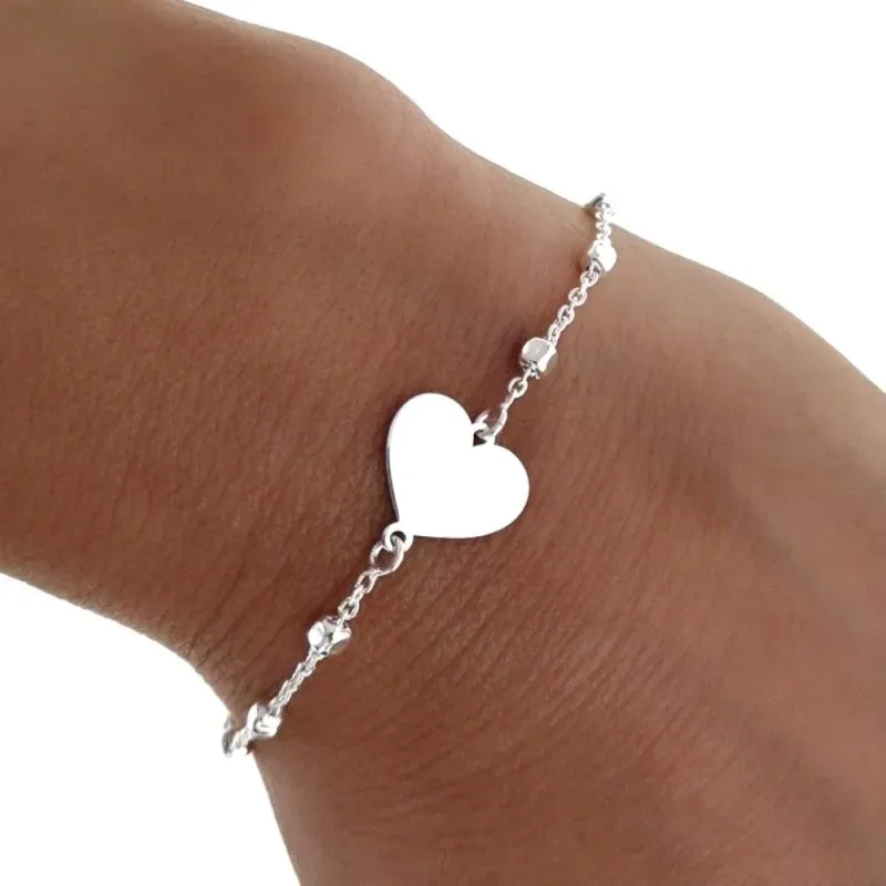 Pulsera Plata Ley 925m mujer 17 cm. cadena combinada cuadros detalle