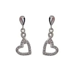 Pendientes Plata Ley 925m mujer 22 mm. corazón circonitas calado comb