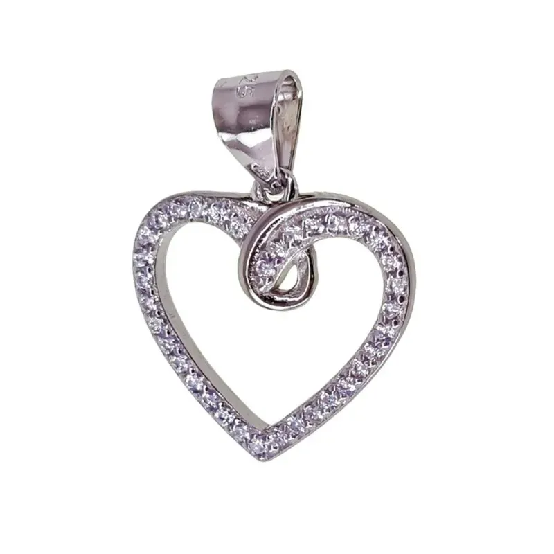 Colgante Plata Ley 925m mujer corazón rodiado 18 mm. circonitas calad