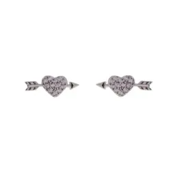 Pendientes Plata Ley 925m mujer corazón flecha 9 mm. circonitas micro