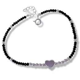 Pulsera Plata Ley 925m mujer 17.5 cm. piedras color negro combinadas