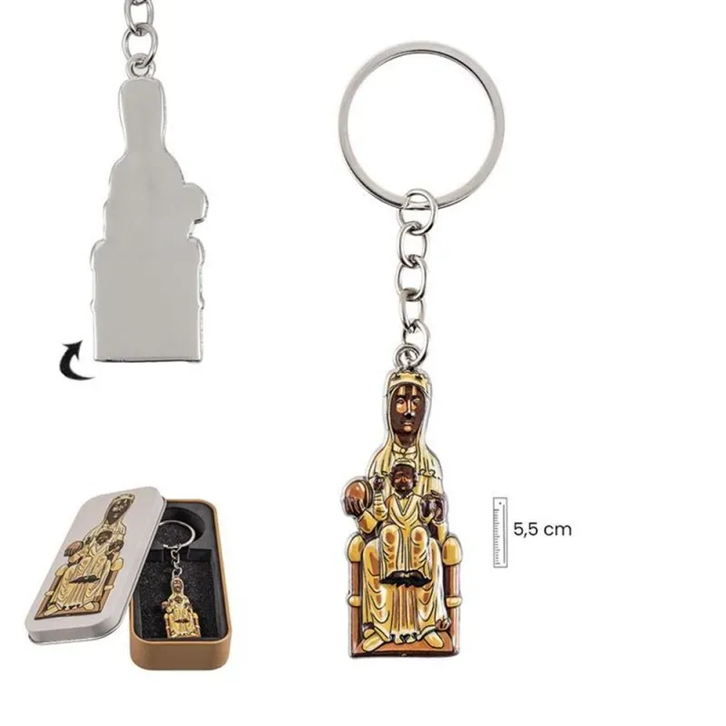 Virgen Montserrat Llavero metálico 5.5 cm. patrona de Cataluña esmalt