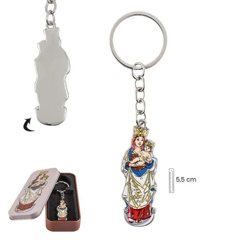 Virgen Almudena Llavero metálico 5.5 cm. patrona de Madrid esmaltado