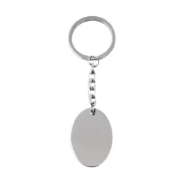 Llavero Acero Inoxidable rodiado unisex 10 cm. ovalado 35 mm. Grabaci