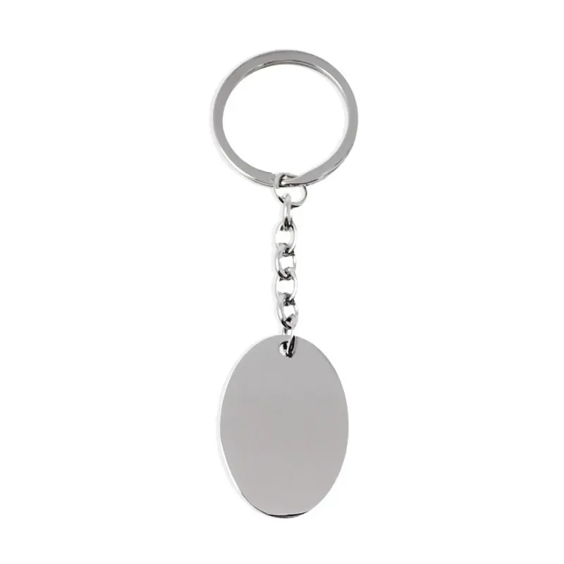 Llavero Acero Inoxidable rodiado unisex 10 cm. ovalado liso 35 mm. ro