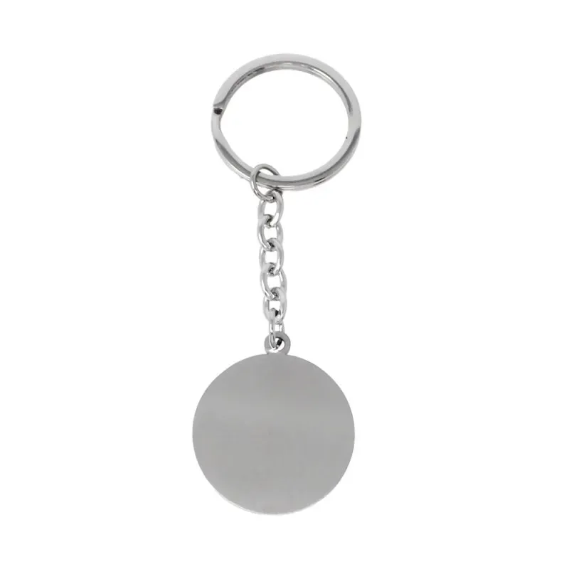 Llavero Acero Inoxidable rodiado unisex 10 cm. círculo liso 30 mm. Gr