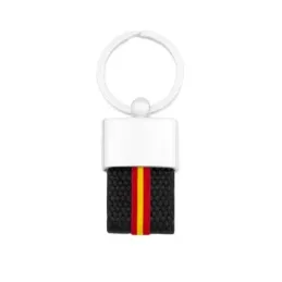 Llavero Acero Inoxidable bandera España trenzado negro lateral 8 cm.