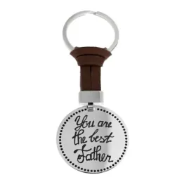 Llavero acero inoxidable rodiado YOU ARE THE BEST FATHER chapa redond