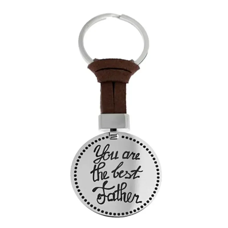Llavero acero inoxidable rodiado YOU ARE THE BEST FATHER chapa redond