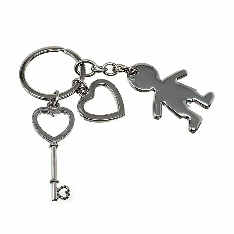 Llavero metálico 70mm. niño corazón llave calado unisex [AC1528]