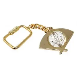 Llavero metal chapado oro 43mm. abanico bola cristal [AB5837]