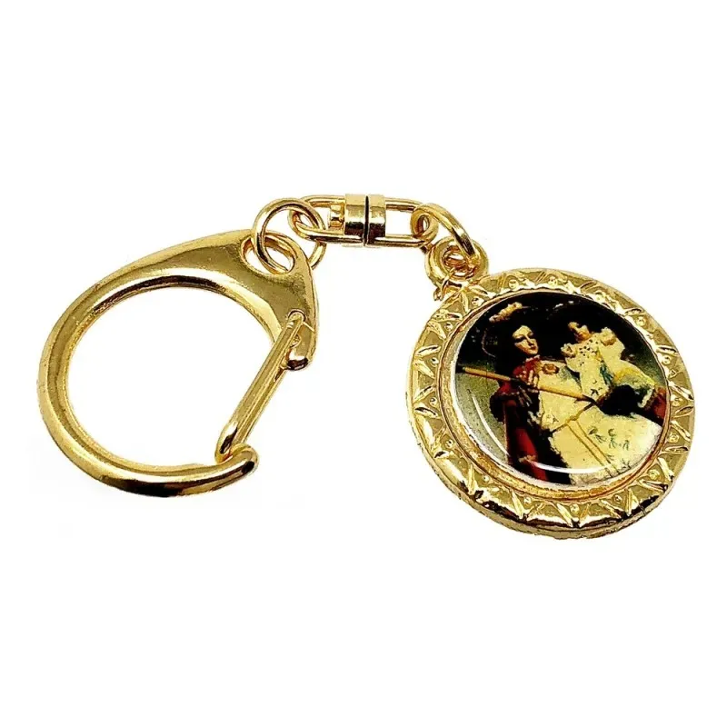 Llavero metal dorado 29mm. Santa Bárbara cerco labrado [AB5556GR]