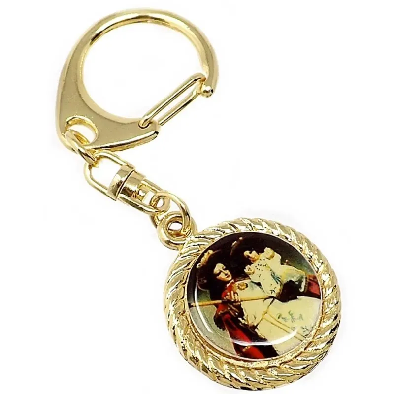 Llavero metal dorado 29mm. Santa Bárbara cerco gallón [AB5555]