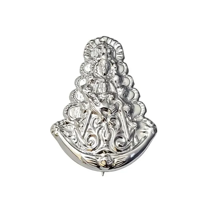 Virgen del Rocío Broche en Plata de Ley 925m con 24 mm.
