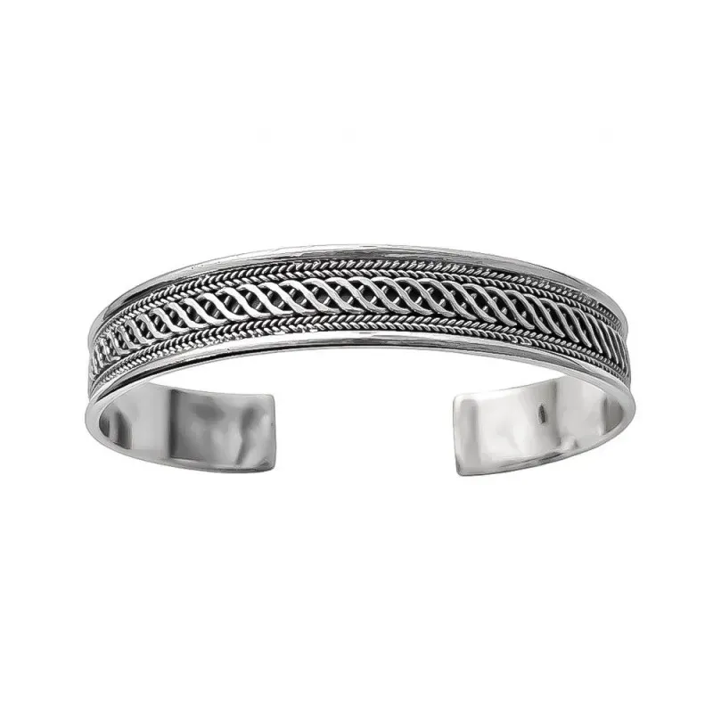 Pulsera Rígida Brazalete en Plata de Ley 925m de 65 mm. de diámetro y