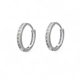 Aros Pendientes en Plata de Ley 925m con 15 mm. y circonitas en el ce