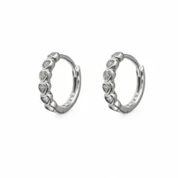 Aros Pendientes en Plata de Ley 925m con 15 mm. y circonitas de 3 mm.