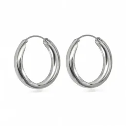 Aros Pendientes en Plata de Ley 925m con 25 mm. de media caña lisos