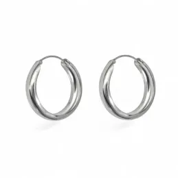 Aros Pendientes en Plata de Ley 925m de media caña en 20 mm. lisos