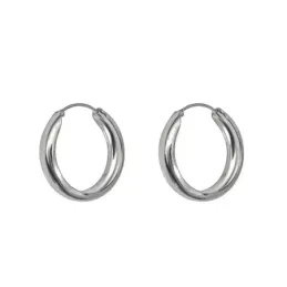 Aros Pendientes en Plata de Ley 925m de media caña en 18 mm. lisos