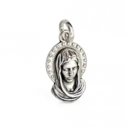 Virgen Niña Colgante Silueta en Plata de Ley 925m de 18 mm. en reliev