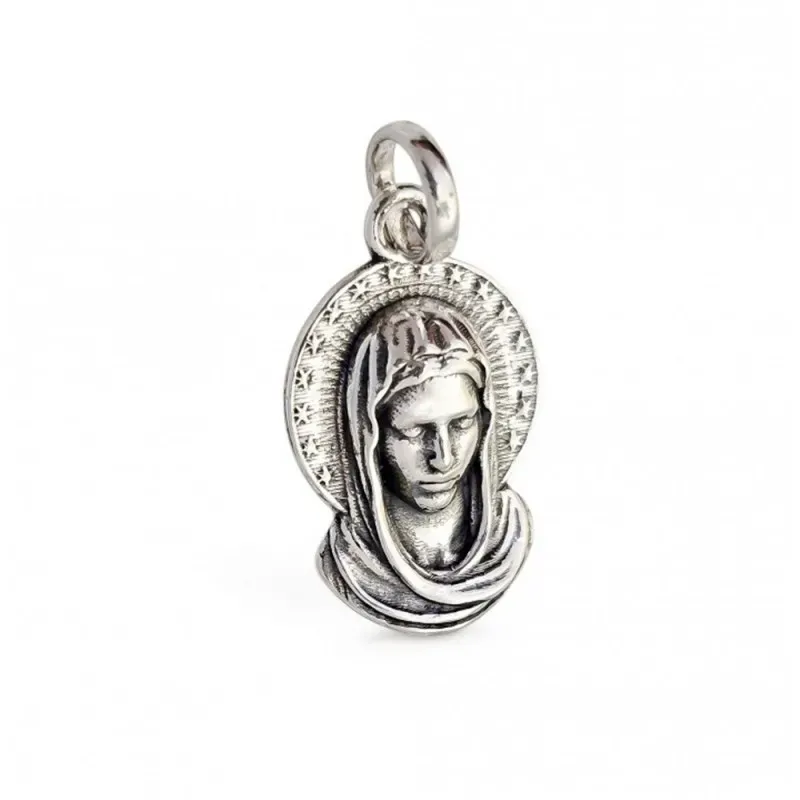 Virgen Niña Colgante Silueta en Plata de Ley 925m de 18 mm. en reliev