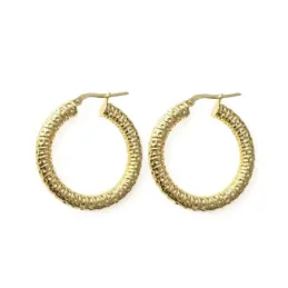 Aros Pendientes en Plata de Ley 925m chapados en oro de 20 mm. con de