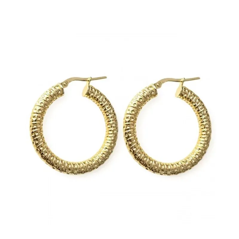 Aros Pendientes en Plata de Ley 925m chapados en oro de 20 mm. con de
