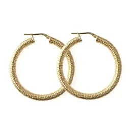 Aros Pendientes en Plata de Ley 925m chapados en oro de 30 mm. con de