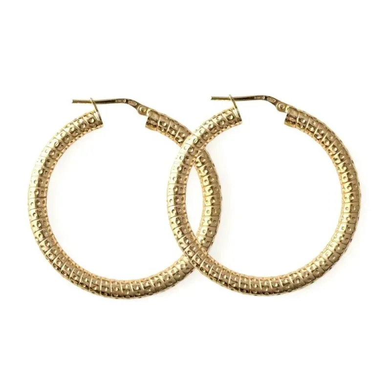 Aros Pendientes en Plata de Ley 925m chapados en oro de 30 mm. con de