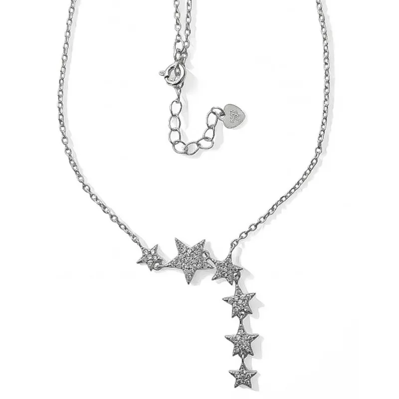 Gargantilla en Plata de Ley 925m de 42 cm. detalle estrellas tamaños