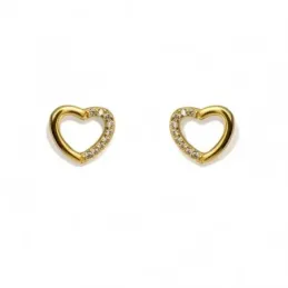 Pendientes en Plata de Ley 925m chapados en oro de 10 mm. forma coraz