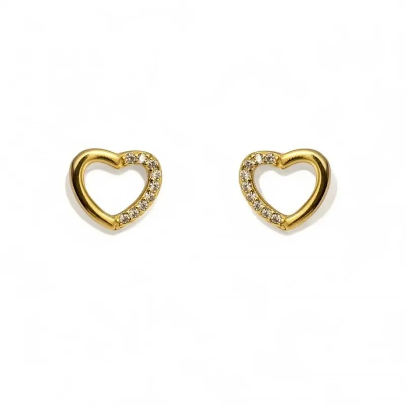 Pendientes en Plata de Ley 925m chapados en oro de 10 mm. forma coraz